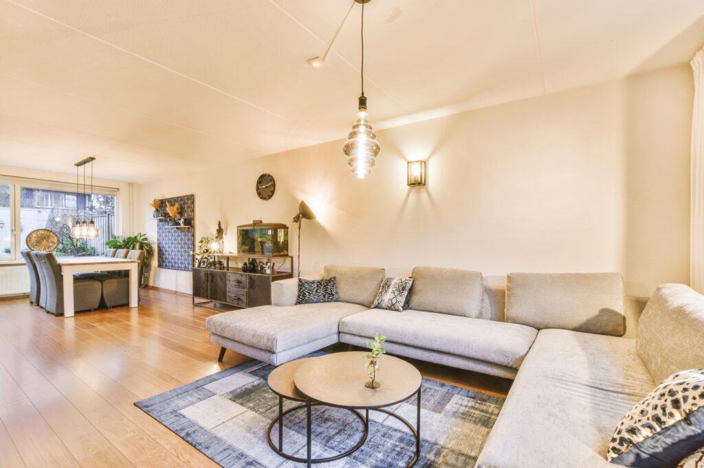 Spacious living and dining rooms with huge furniture to move